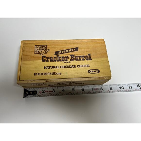 1978 Vintage wooden Cracker Barrel Cheese Box - Advertising Kitchen Decor - Picture 8 of 9